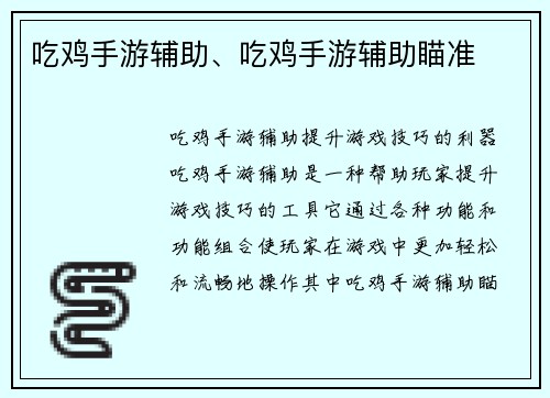 吃鸡手游辅助、吃鸡手游辅助瞄准